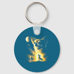 Chihuahua howling to the moon vintage 90s funny do key ring