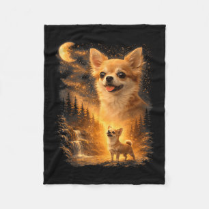 Chihuahua howling to the moon vintage 90s funny pe fleece blanket