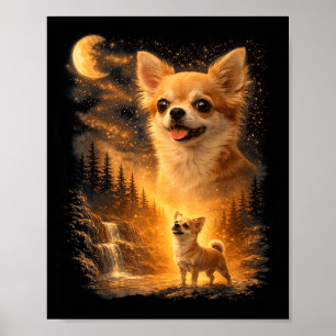 Chihuahua howling to the moon vintage 90s funny poster