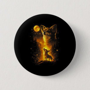 Chihuahua howling to the moon vintage 90s retro 6 cm round badge
