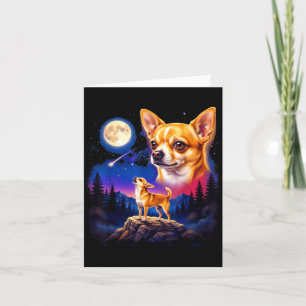Chihuahua howling to the moon vintage dog art card