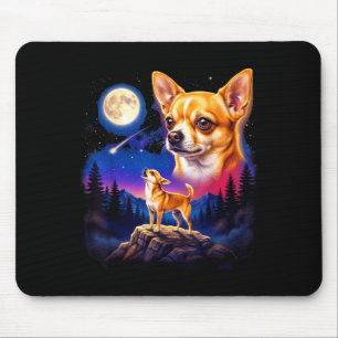 Chihuahua howling to the moon vintage dog art mouse pad