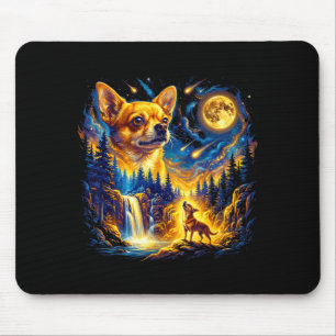 Chihuahua howling to the moon vintage dog art mouse pad