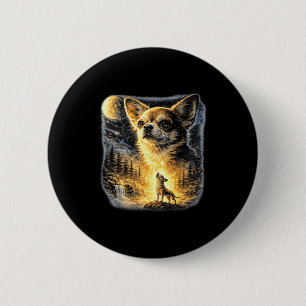 Chihuahua howling to the moon vintage funny 6 cm round badge