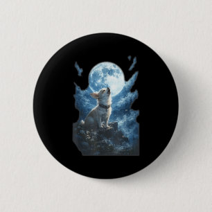 Chihuahua howling to the moon vintage funny 6 cm round badge