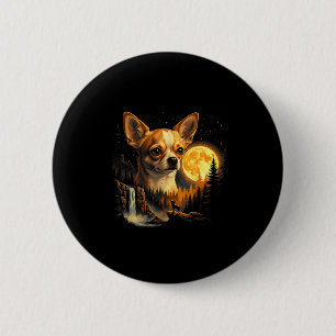 Chihuahua Howling To The Moon Vintage Funny Chihua 6 Cm Round Badge