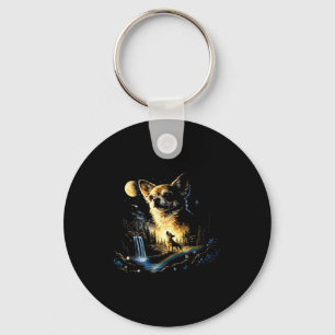 Chihuahua Howling To The Moon Vintage Funny Chihua Key Ring