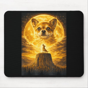 Chihuahua Howling to The Moon Vintage Funny Dog Mouse Pad