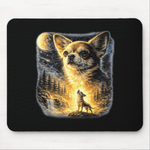 Chihuahua howling to the moon vintage funny mouse pad