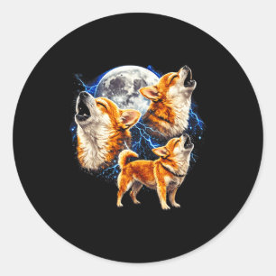 Chihuahua howling to the moon vintage funny three classic round sticker