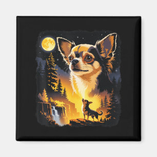 Chihuahua howling to the moon vintage funnyChihuah Magnet