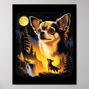 Chihuahua howling to the moon vintage funnyChihuah Poster