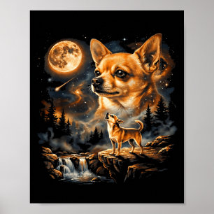 Chihuahua howling to the moon vintage funnyChihuah Poster