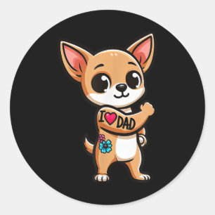 Chihuahua I Love Dad Funny Dog Tattoo _1 Classic Round Sticker