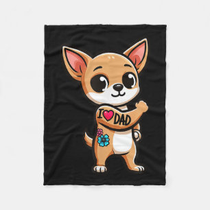 Chihuahua I Love Dad Funny Dog Tattoo _1 Fleece Blanket