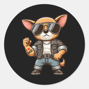 Chihuahua I Love Dad Funny Dog Tattoo  Classic Round Sticker