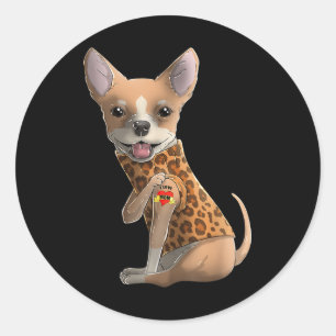 Chihuahua I Love Mum Tattoo Dog Shirt Funny Mother Classic Round Sticker