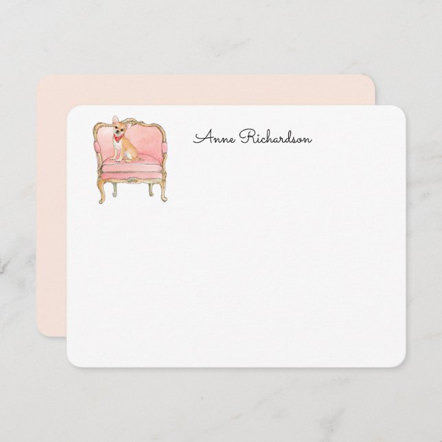 Chihuahua illustration  custom flat Thank You Card (Front/Back)