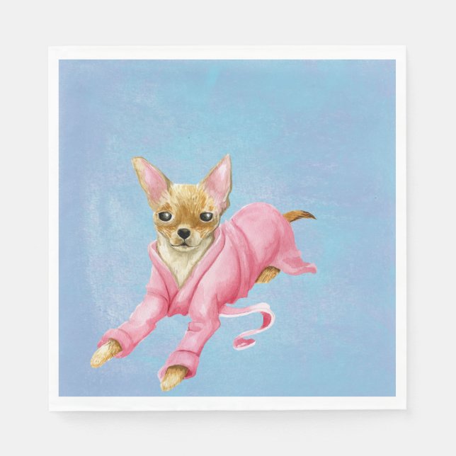 Chihuahua in a Bathrobe Dog Lunch Napkins (Front)