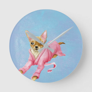 Chihuahua in a Bathrobe Dog Wall Clock