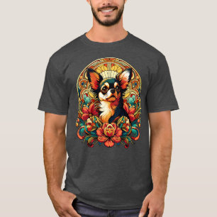 Chihuahua in Art Nouveau Floral Style T-Shirt