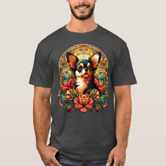 Chihuahua in Art Nouveau Floral Style T-Shirt
