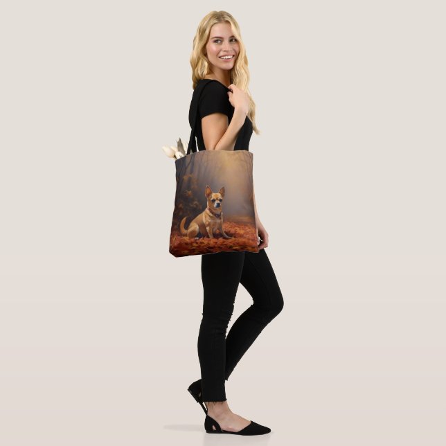 Chihuahua in Autumn Leaves Fall Inspire  Tote Bag (On Model)