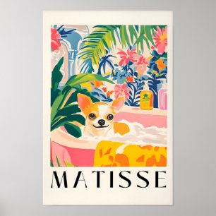 Chihuahua In Bathtub Print, Dopamine Decor, Dog Ar Poster