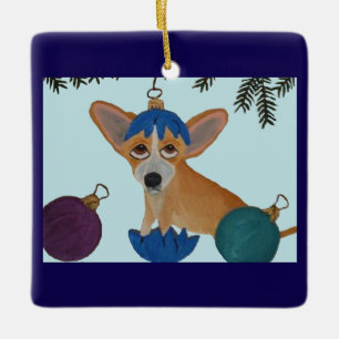 Chihuahua in broken Christmas ornament