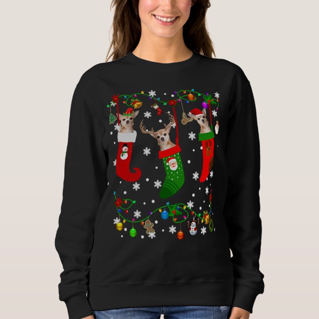 Chihuahua In Christmas Socks Reindeer Santa Chihua Sweatshirt (Front)