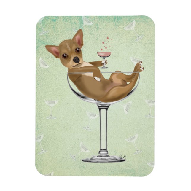Chihuahua in Cocktail Glass Magnet (Vertical)