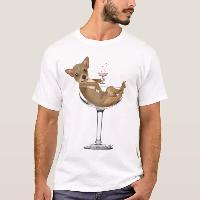 Chihuahua in Cocktail Glass T-Shirt (Front)