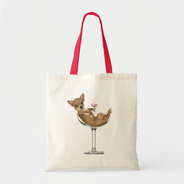 Chihuahua in Cocktail Glass Tote Bag (Front)