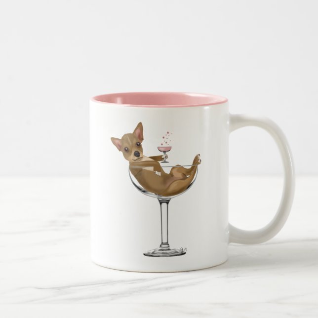 Chihuahua in Cocktail Glass Two-Tone Coffee Mug (Right)
