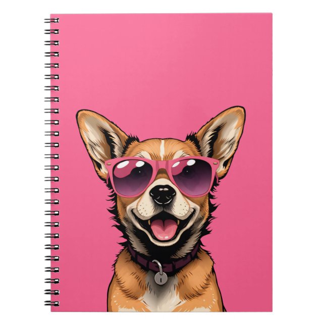Chihuahua in sunglasses Notebook - Pink (Front)