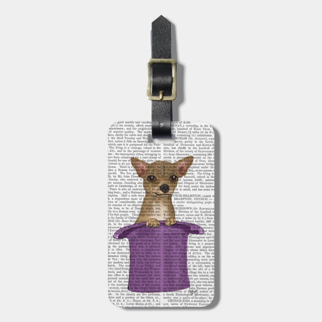 Chihuahua in Top Hat Luggage Tag (Front Vertical)