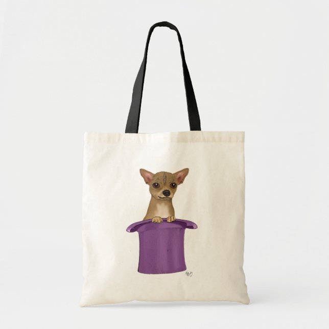 Chihuahua in Top Hat Tote Bag (Front)