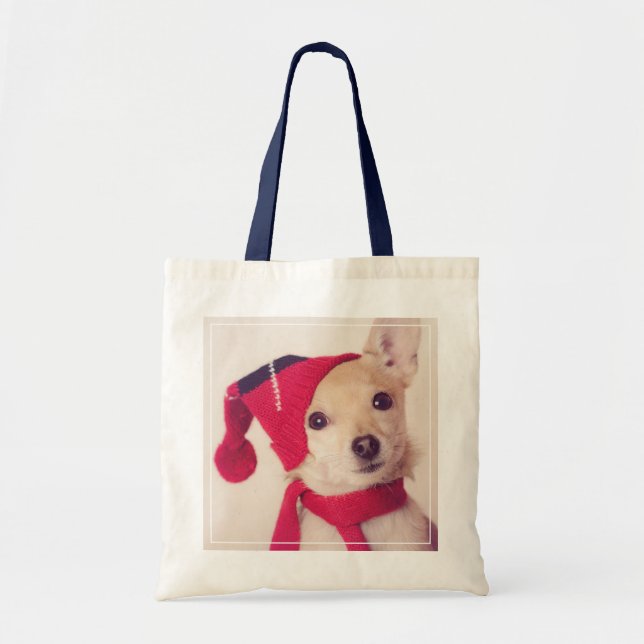Chihuahua In Winter Cap Tote Bag (Front)