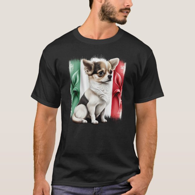 Chihuahua  Italy Flag Italian  Dog Souvenir Pizza  T-Shirt (Front)