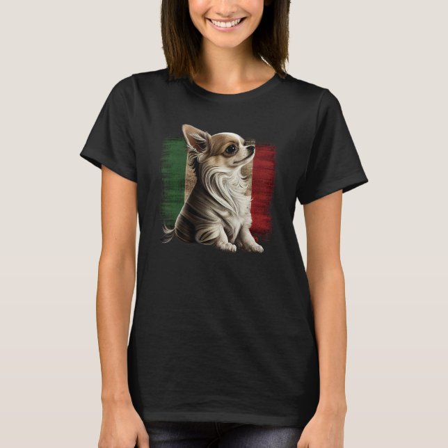 Chihuahua  Italy Flag Italian  Dog Souvenir Pizza T-Shirt (Front)