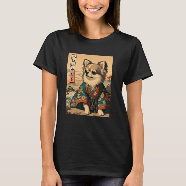 Chihuahua Japanese Konnichihuahua Konichiwawa Cute T-Shirt (Front)