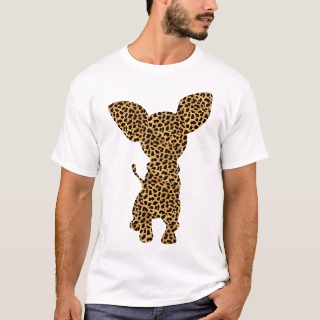 Chihuahua Leopard Print Dog Pup T-Shirt (Front)