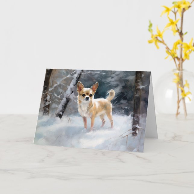 Chihuahua  Let It Snow Christmas Card (Yellow Flower)