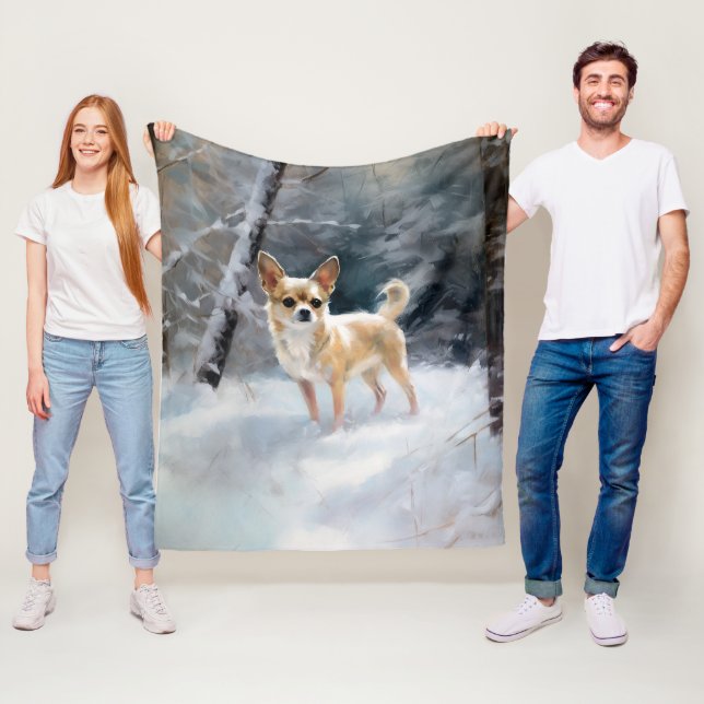 Chihuahua  Let It Snow Christmas Fleece Blanket (In Situ)