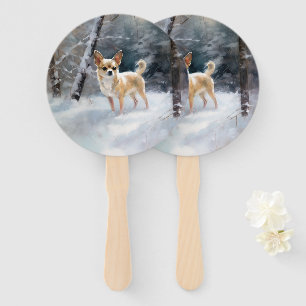 Chihuahua  Let It Snow Christmas Hand Fan