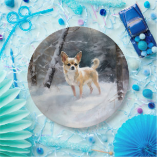 Chihuahua Let It Snow Christmas Paper Plate