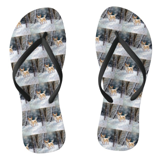 Chihuahua  Let It Snow Christmas Thongs (Footbed)