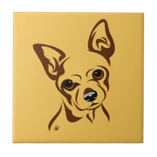 Chihuahua Line Portrait Tile