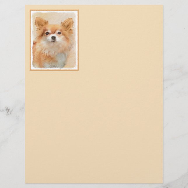 Chihuahua Long-Haired Dog Painting Original Art (Front)