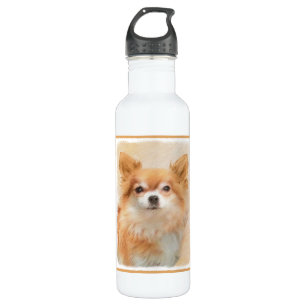 Chihuahua Long-Haired Dog Painting Original Art 710 Ml Water Bottle